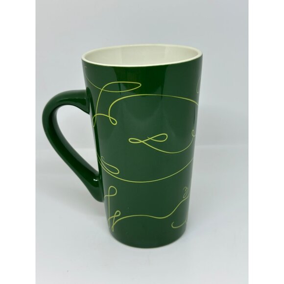 Starbucks Ceramic Traveler Coffee Mug 14oz Green Yellow Tree 2020 Winter Holiday - Picture 7 of 7